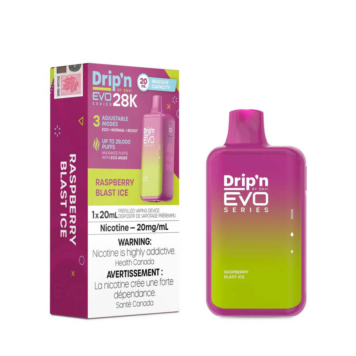 Drip'n by ENVI EVO Series 28K Disposable - Raspberry Blast Ice 20mg ...
