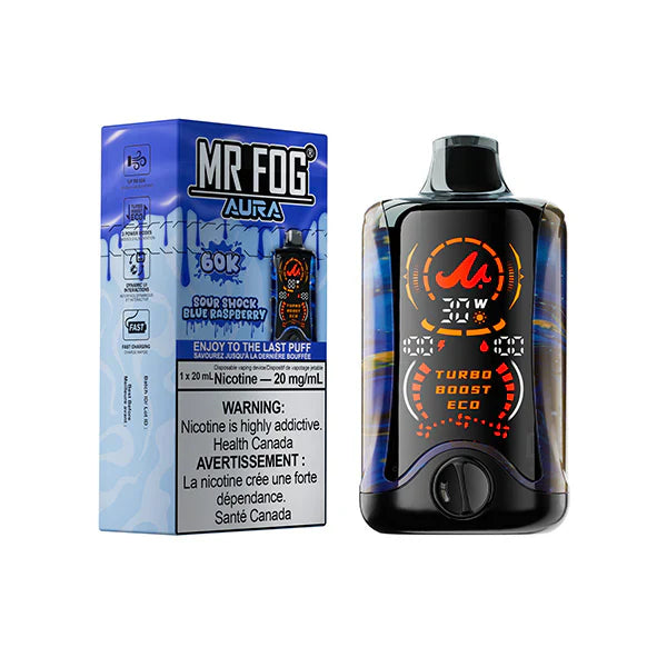 Mr. Fog Aura 60K Disposable - Sour Shock Blue Raspberry 20mg Fat Panda Webstore Mr. Fog Aura 60K Disposable - Sour Shock Blue Raspberry 20mg Fat Panda Webstore