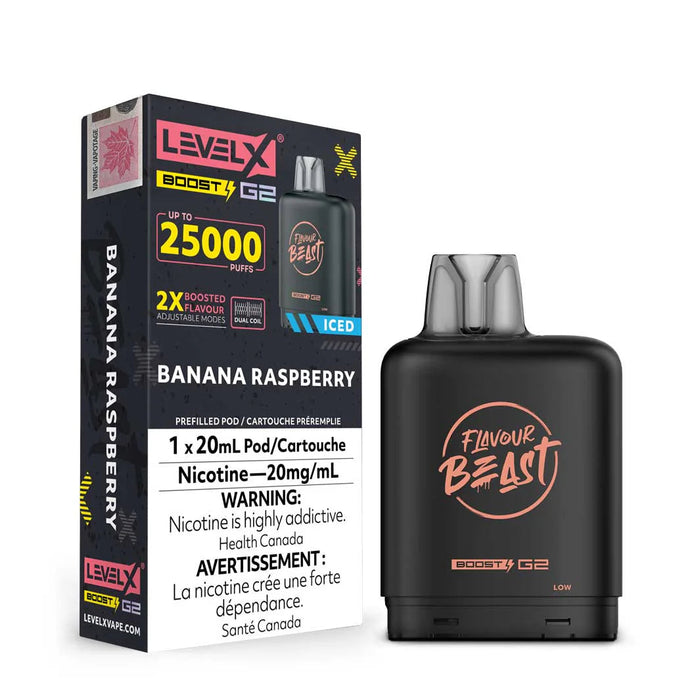 Level X Flavour Beast Boost G2 - Banana Raspberry Ice 20mg