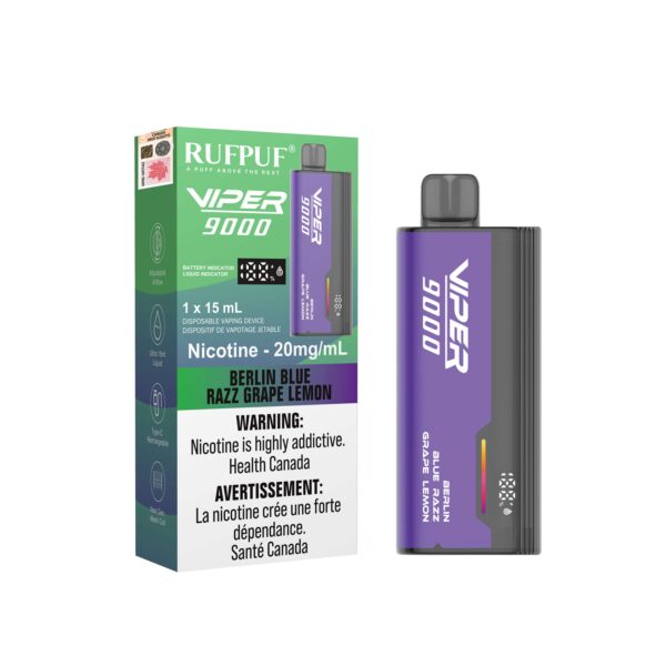 RUFPUF Viper 9000 Disposable - Berlin Blue Razz Grape Lemon 20mg