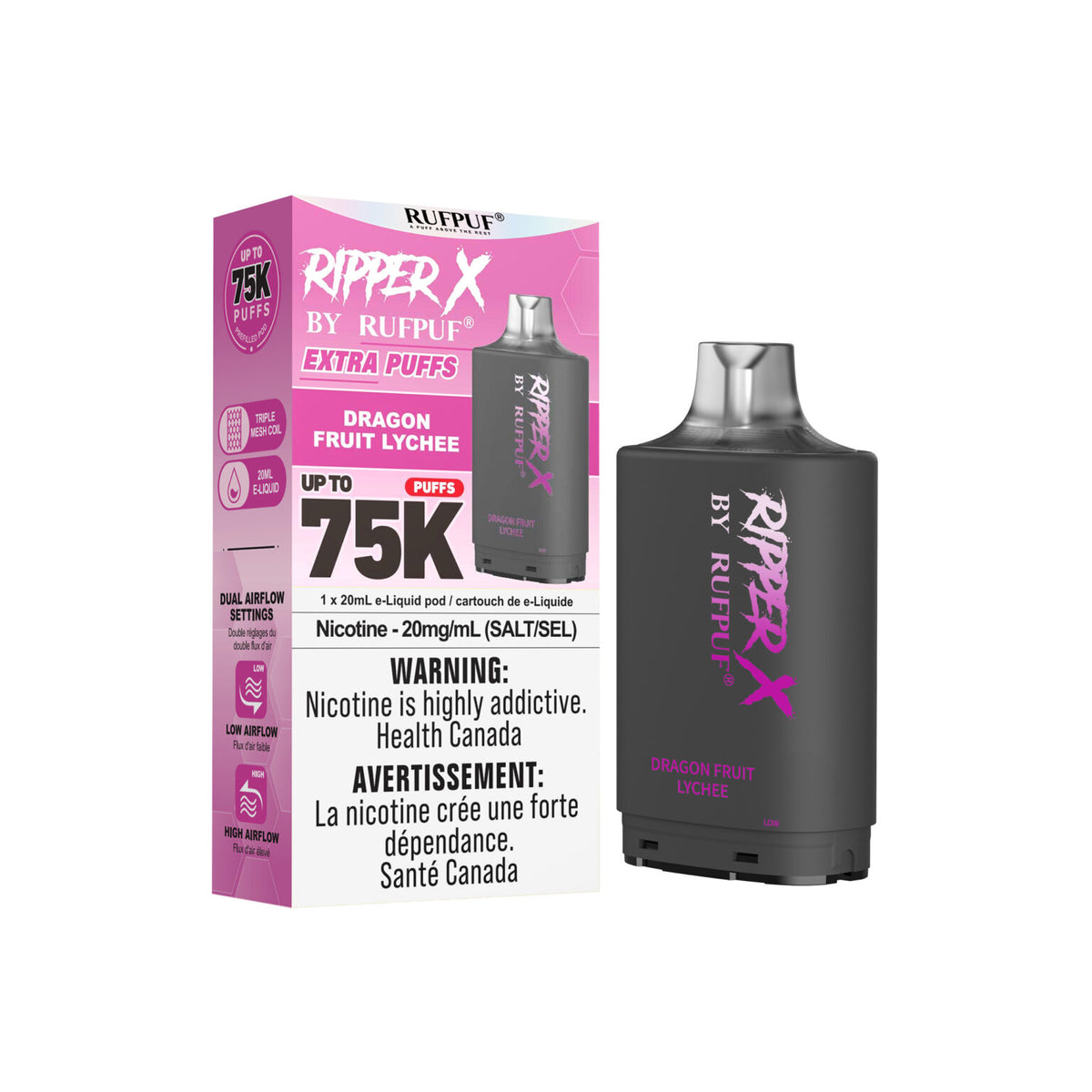 RIPPER X by RUFPUF 75K Pod - Dragonfruit Lychee 20mg — Fat Panda