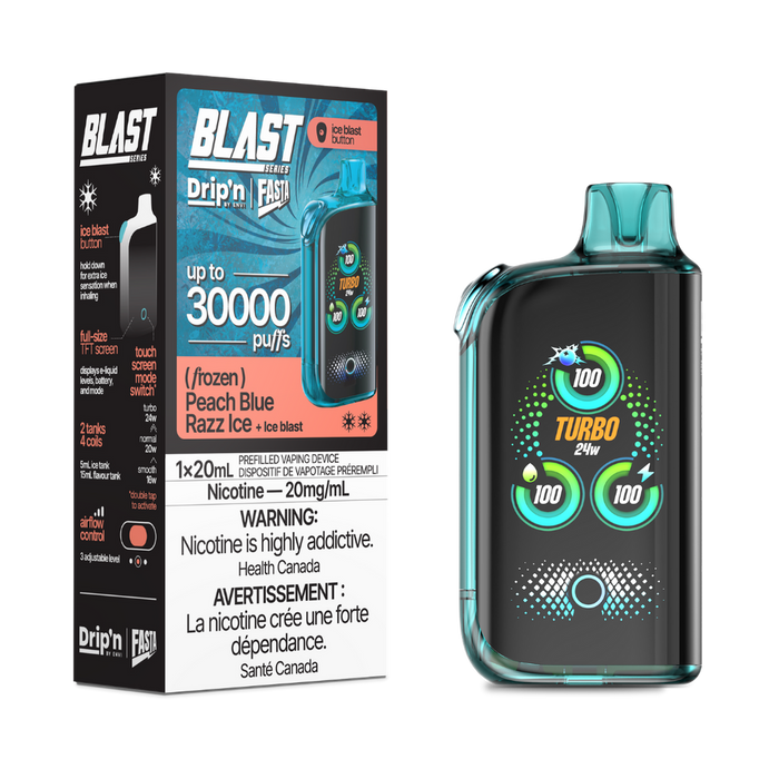 Drip'n by ENVI x Fasta BLAST 30K Disposable - Peach Blue Razz Ice 20mg