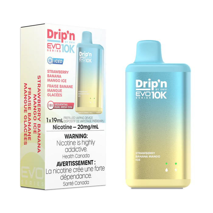 Drip'n by ENVI EVO Series 10k Disposable - Strawberry Banana Mango Ice 20mg