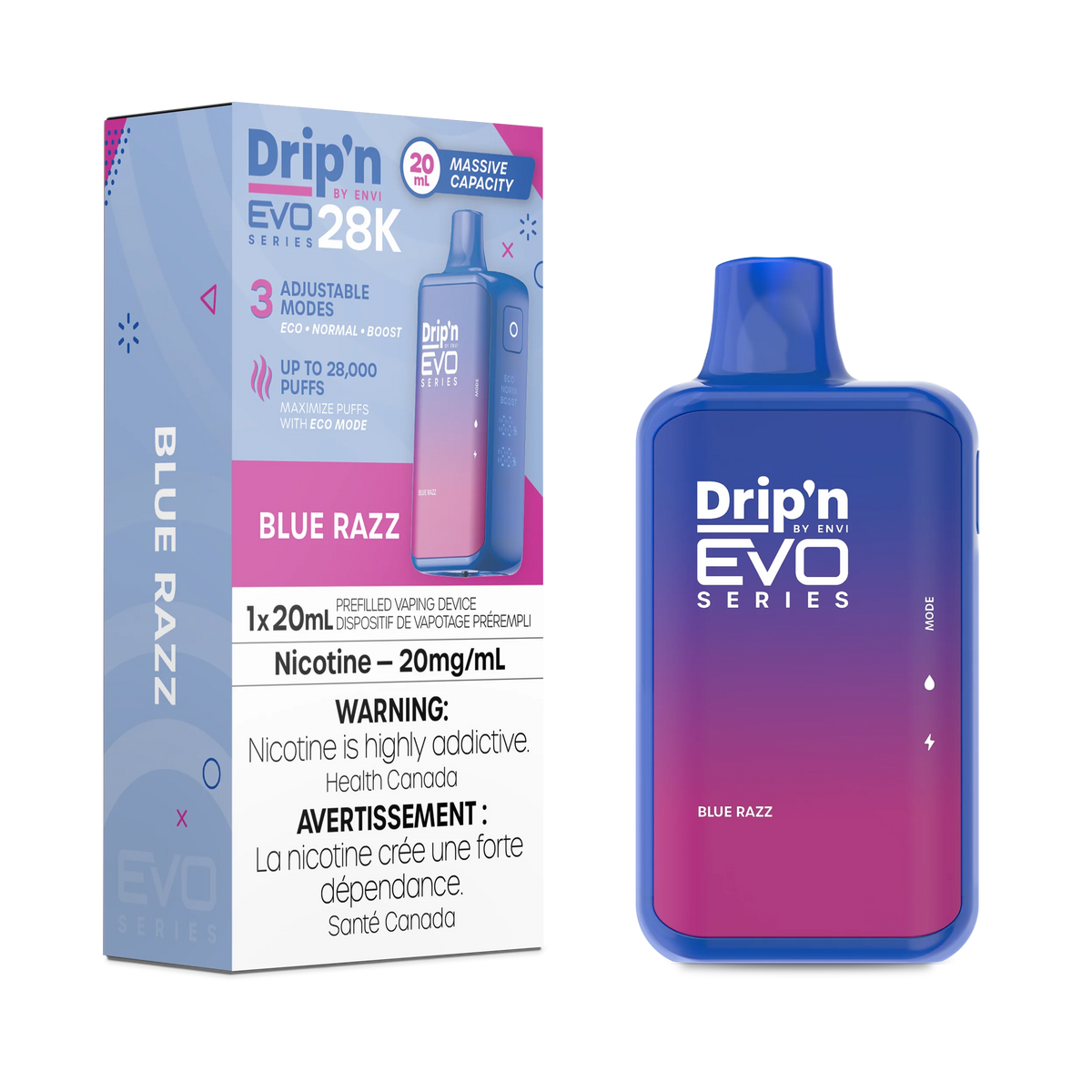 Drip'n by ENVI EVO Series 28K Disposable - Blue Razz 20mg — Fat
