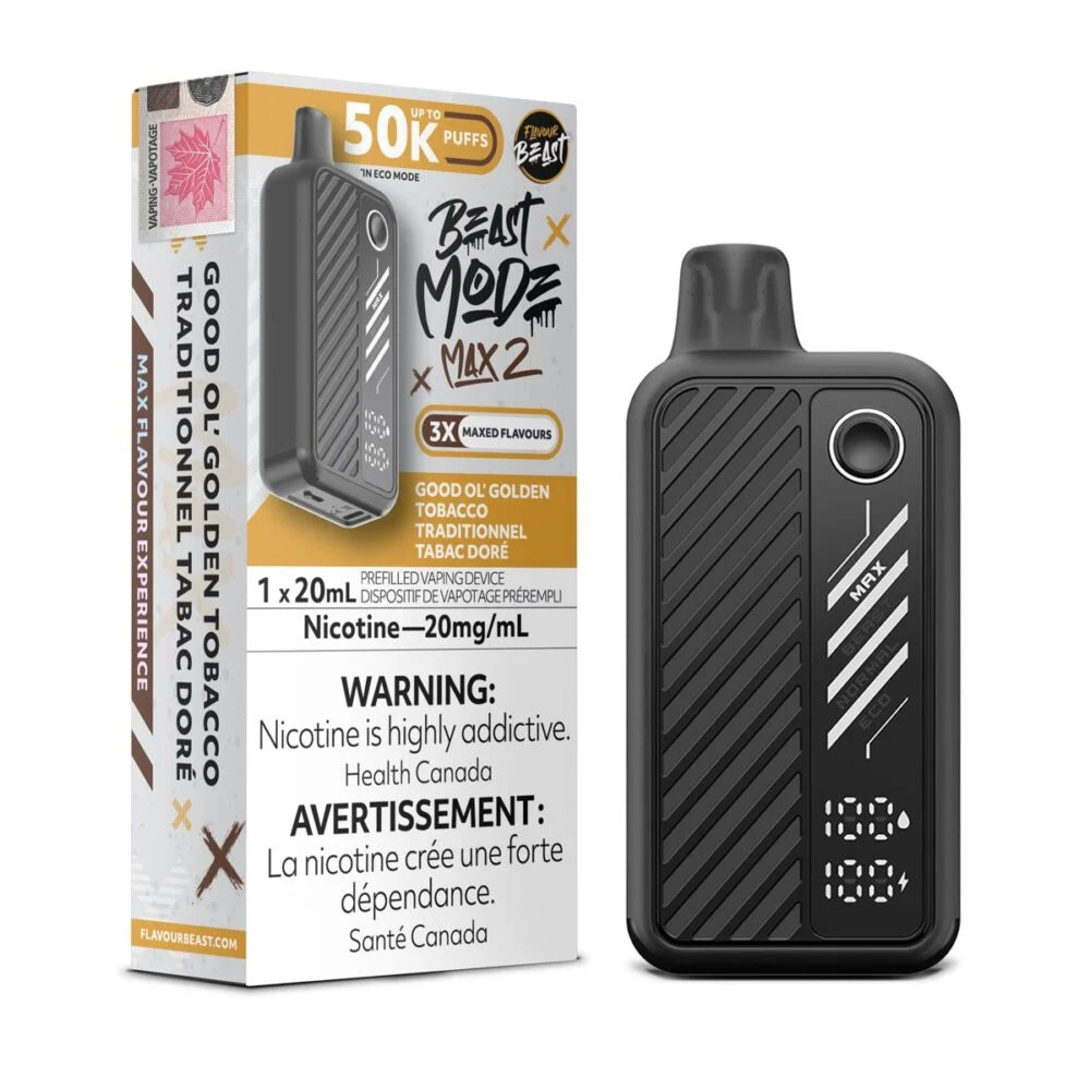 F*z様 GOOD ENOUGH ベスト Flavour Beast Beast Mode Max 2 Disposable - Good Ol Golden Tobacco