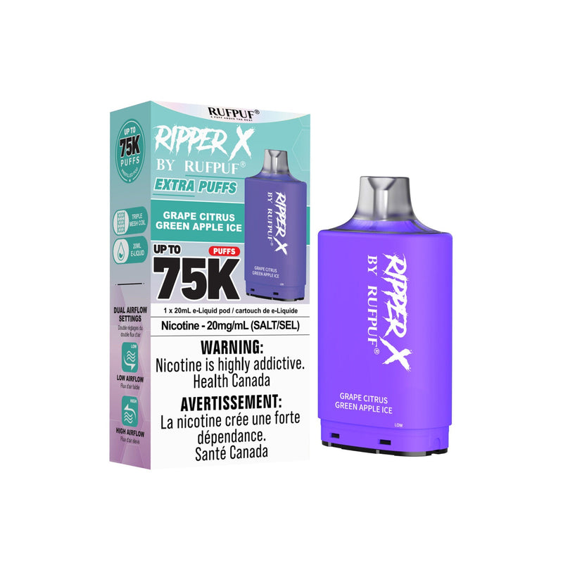 RIPPER X by RUFPUF 75K Pod - Grape Citrus Green Apple Ice 20mg