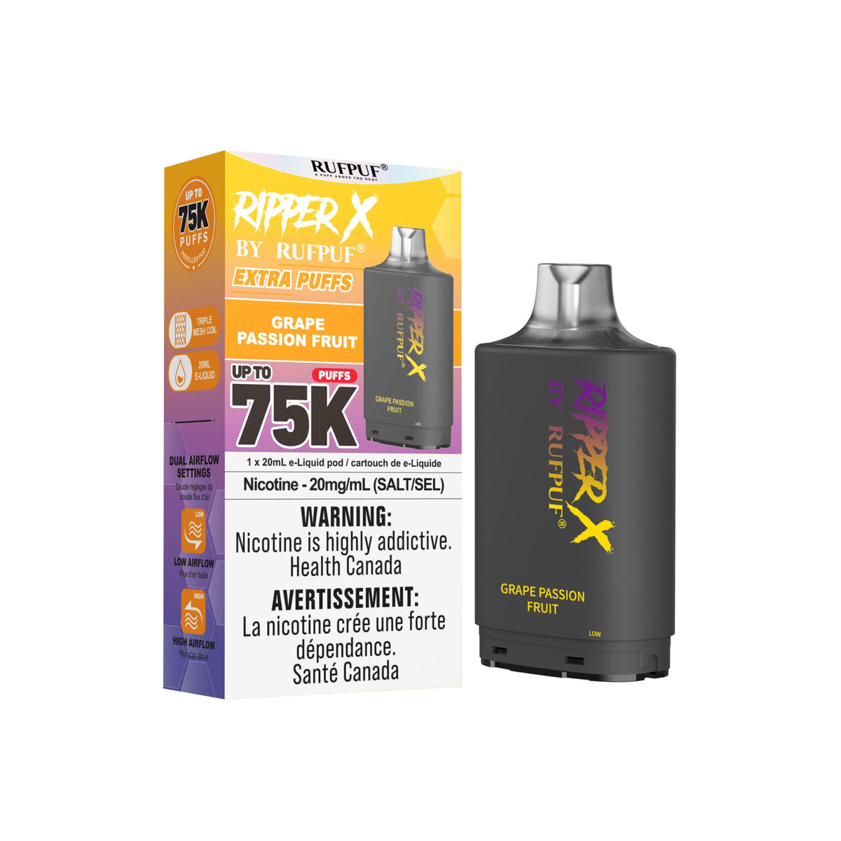 RIPPER X by RUFPUF 75K Pod - Grape Passionfruit 20mg — Fat Panda