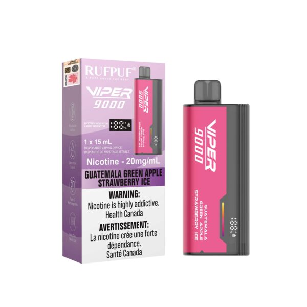 RUFPUF Viper 9000 Disposable - Guatemala Green Apple Strawberry Ice 20mg