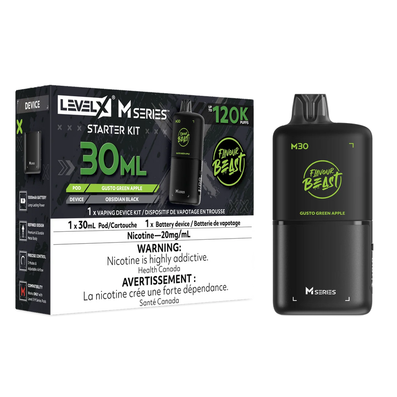Level X M Series Flavour Beast Kit - Gusto Green Apple 20mg