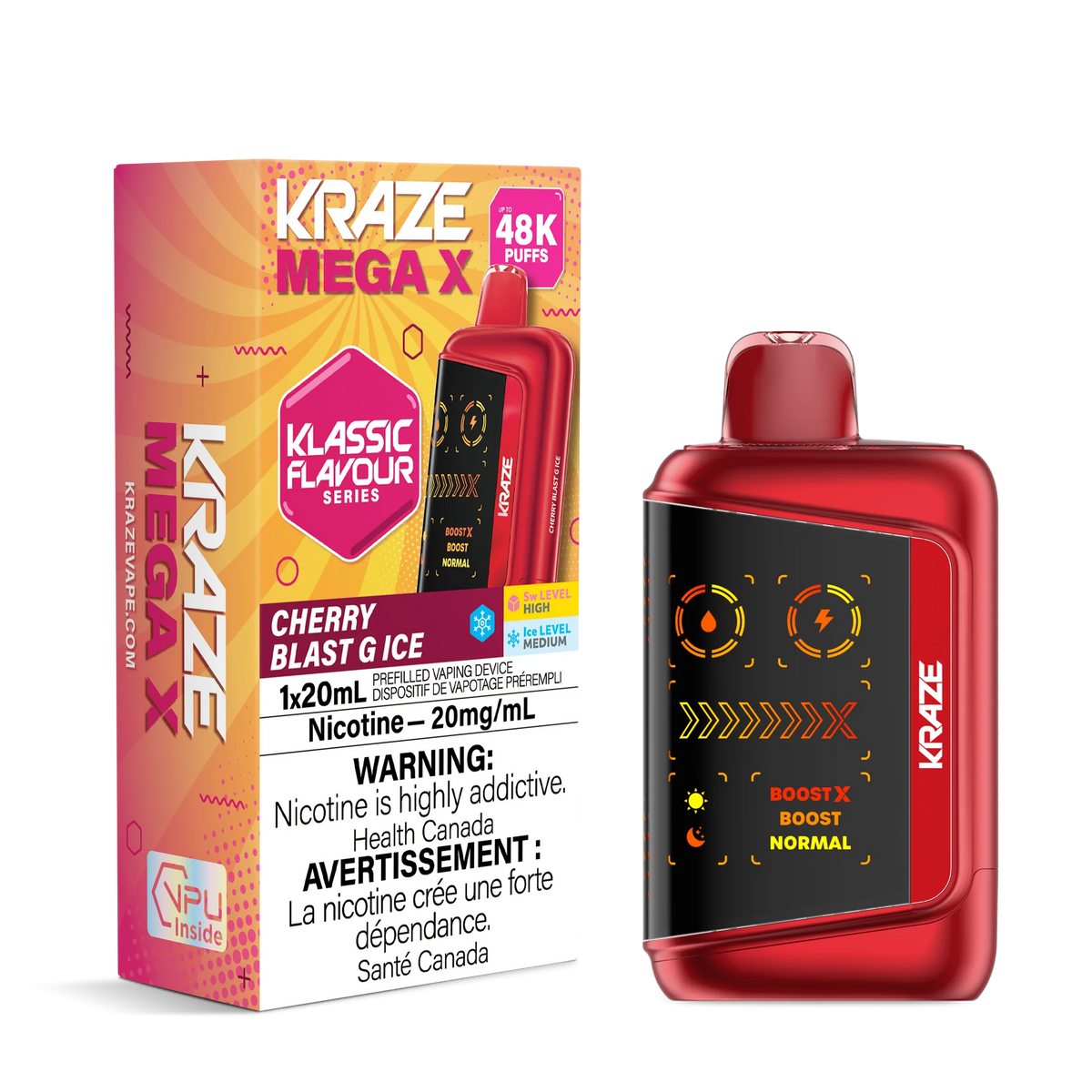 MTX レッドタンク MDF PEACHES Kraze Mega X Klassic Disposable - Cherry Blast G Ice 20mg — Fat