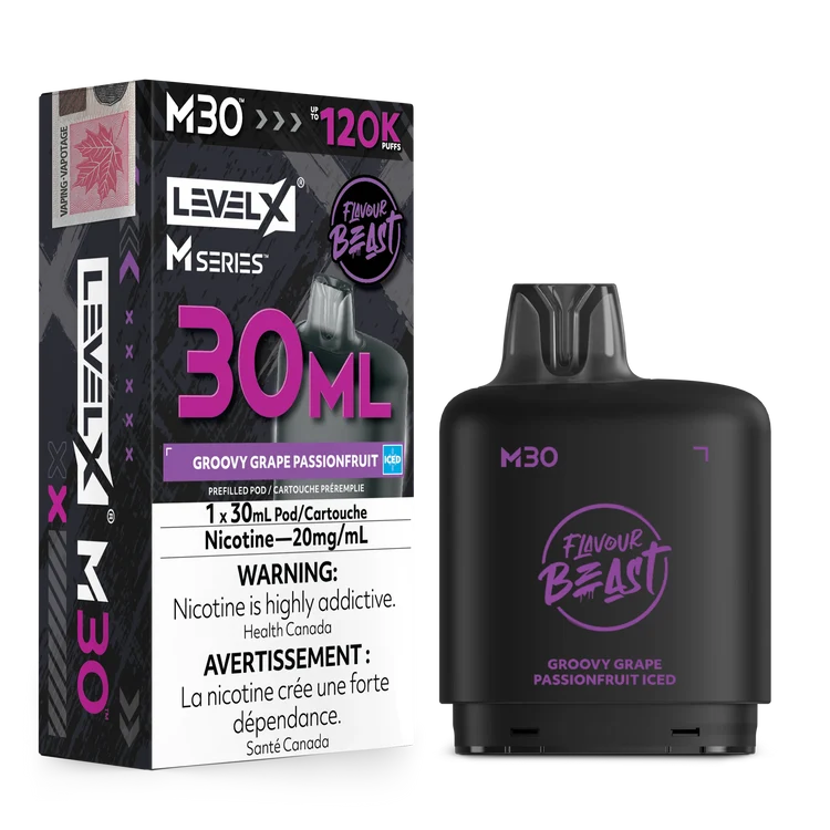 Level X M Series Flavour Beast Pod 30ml - Groovy Grape Passionfruit Iced 20mg