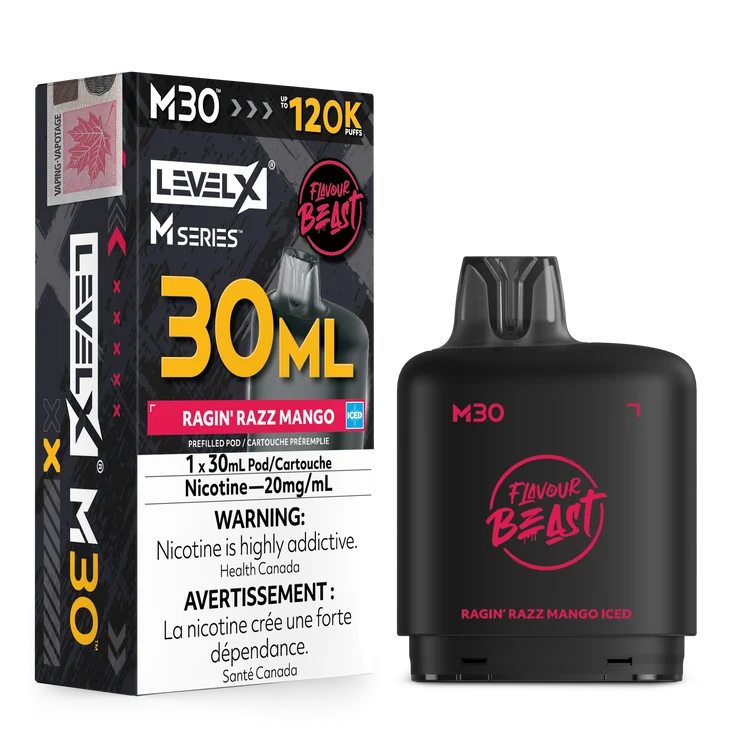 Level X M Series Flavour Beast Pod 30ml - Ragin’ Razz Mango Iced 20mg