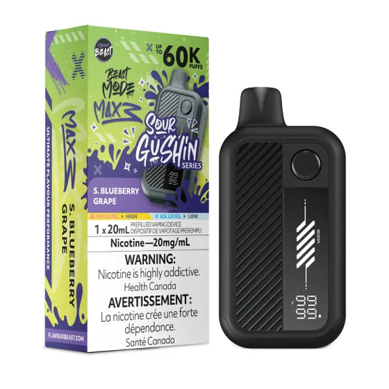 Flavour Beast Beast Mode Max 3 Disposable - Sour Gushin’ S. Blueberry Grape 20mg