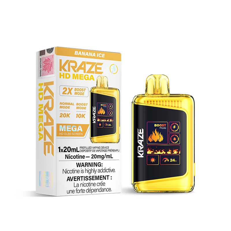 Kraze HD Mega Disposable Banana Ice 20mg