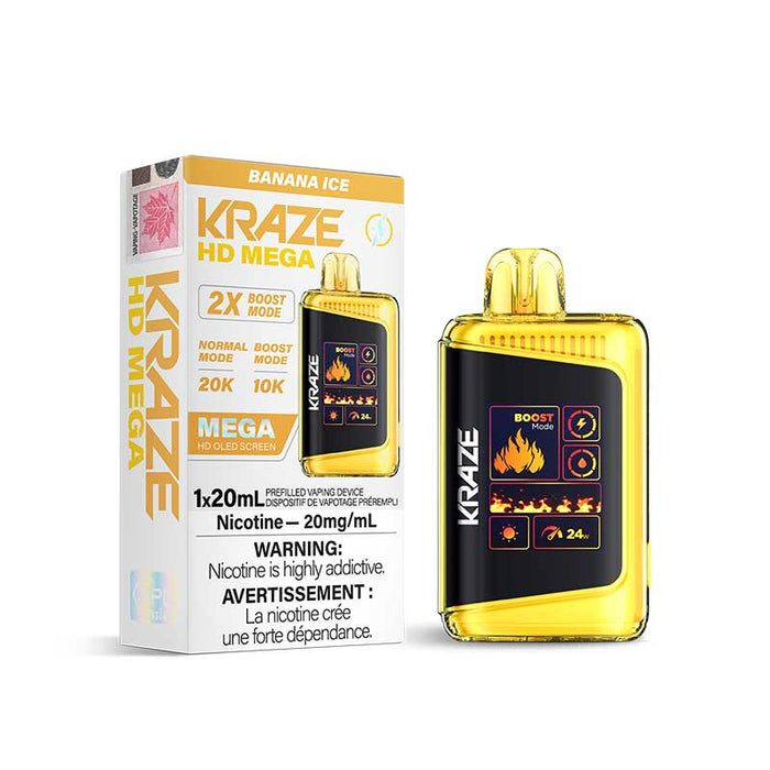 Kraze HD Mega Disposable Banana Ice 20mg