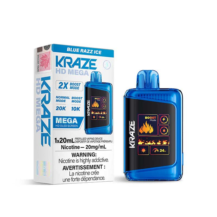 Kraze HD Mega Disposable Blue Razz Ice 20mg