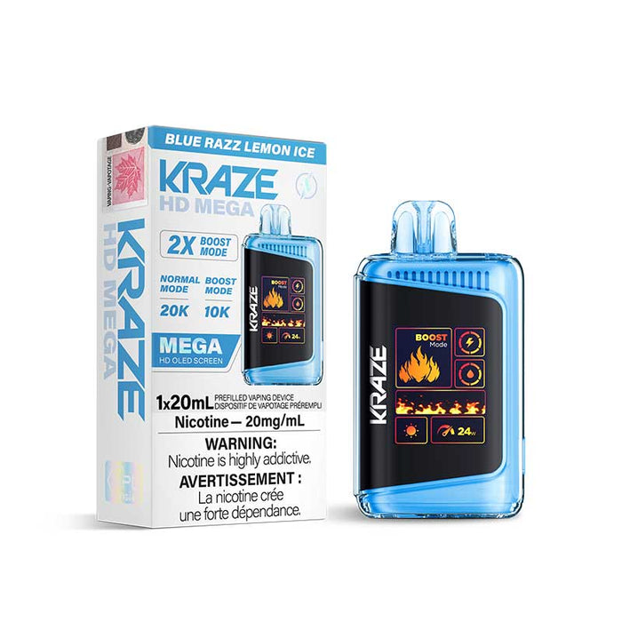 Kraze HD Mega Disposable Blue Razz Lemon Ice 20mg