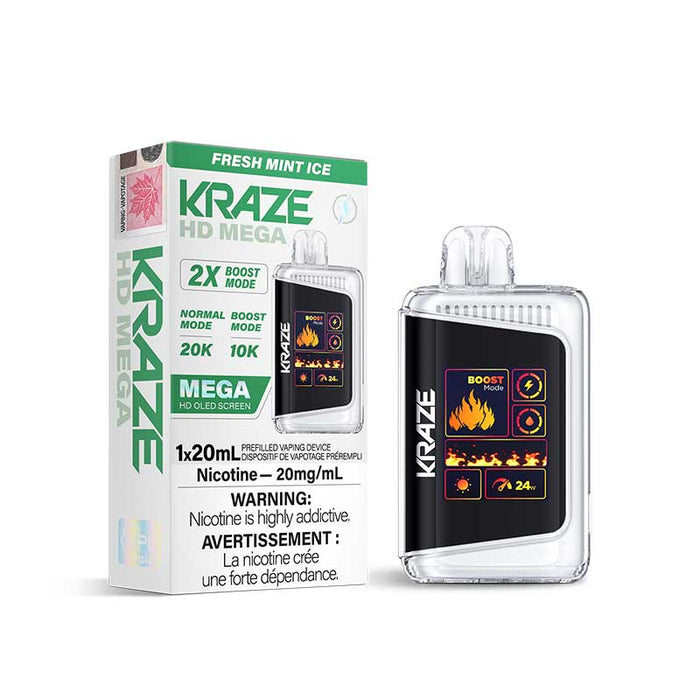 Kraze HD Mega Disposable Fresh Mint Ice 20mg