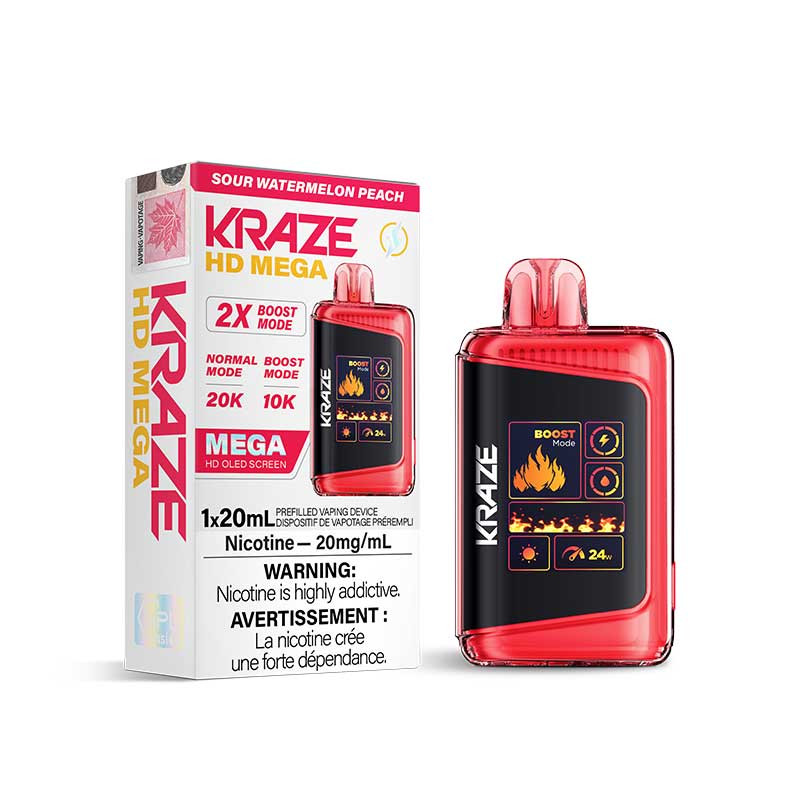 Kraze HD Mega Disposable - Sour Watermelon Peach 20mg