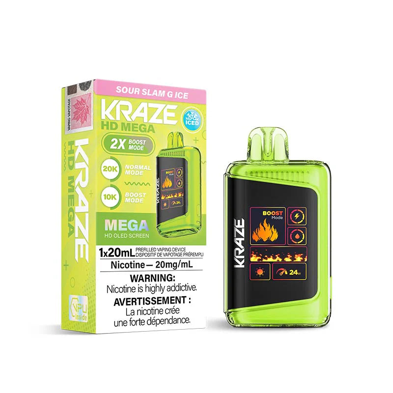 Kraze HD Mega Disposable - Sour Slam G Ice 20mg Fat Panda Webstore Kraze HD Mega Disposable - Sour Slam G Ice 20mg Fat Panda Webstore