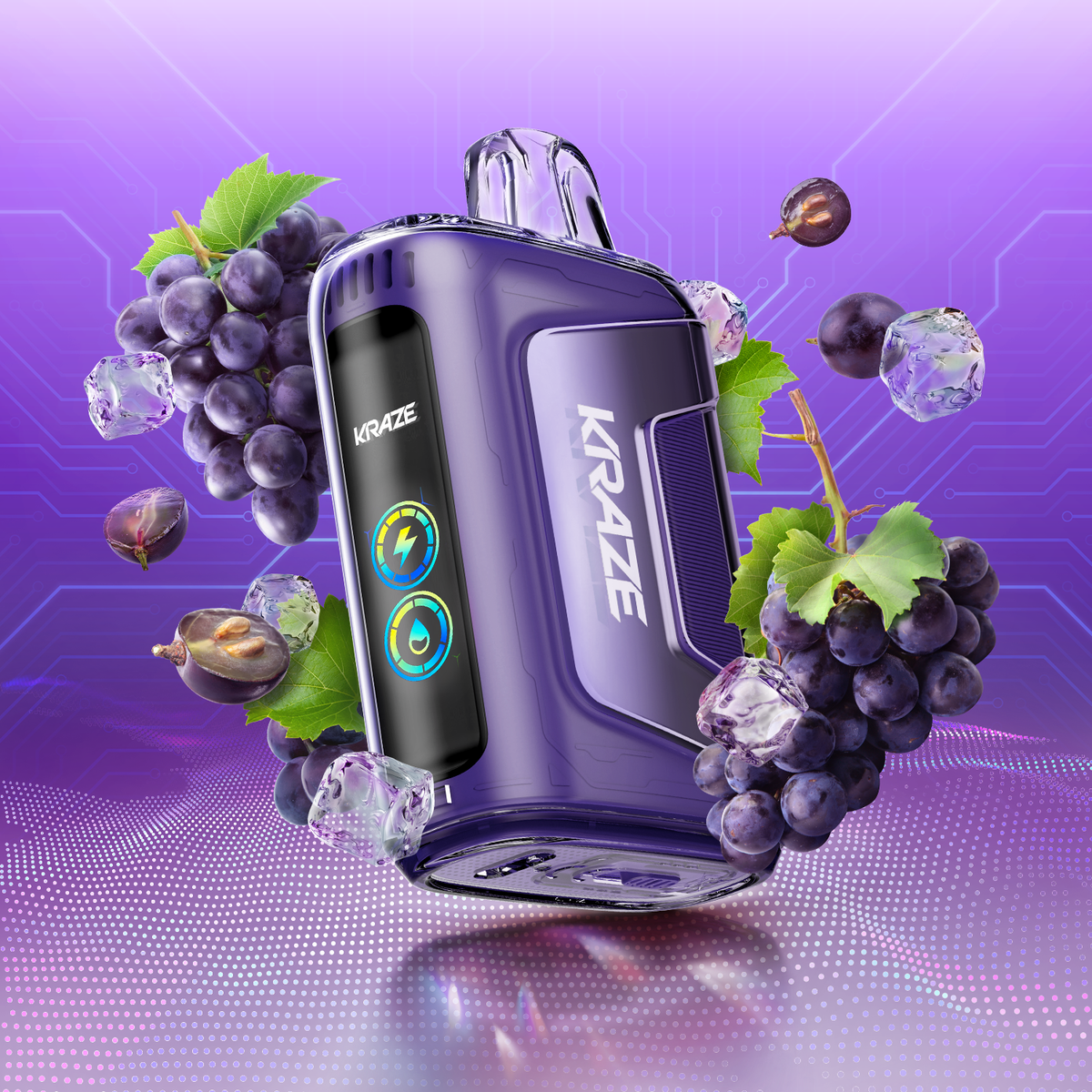 Kraze HD2.0 9K Disposable - Grape Ice 20mg — Fat Panda Webstore
