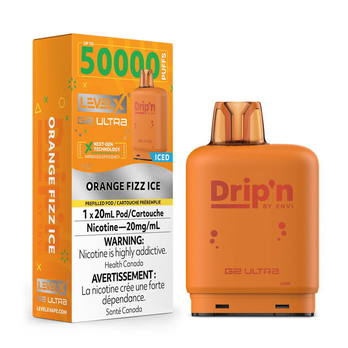 Level X Drip'n G2 Ultra Pod - Orange Fizz Ice 20mg