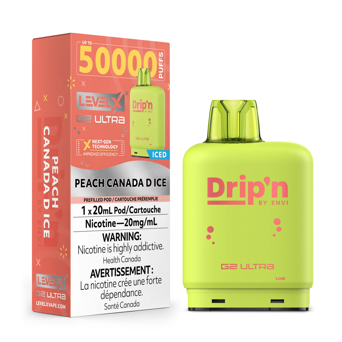 Level X Drip'n G2 Ultra Pod - Peach Canada D Ice 20mg — Fat Panda