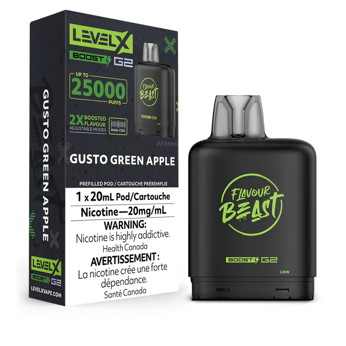 Level X Flavour Beast Boost G2 - Gusto Green Apple 20mg