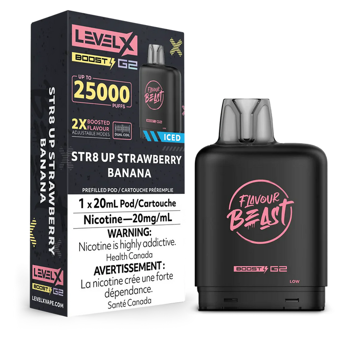 Level X Flavour Beast Boost G2 - STR8 Up Strawberry Banana 20mg