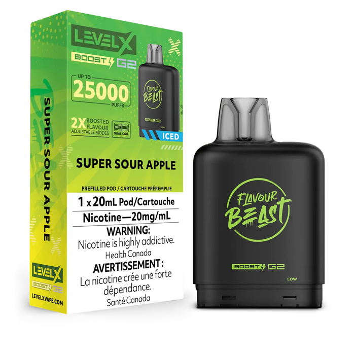 Level X Flavour Beast Boost G2 - Super Sour Apple 20mg