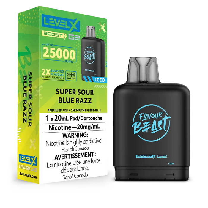 Level X Flavour Beast Boost G2 - Super Sour Blue Razz 20mg