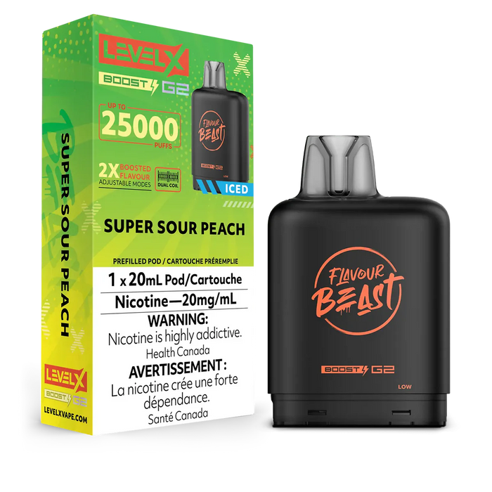 Level X Flavour Beast Boost G2 - Super Sour Peach 20mg