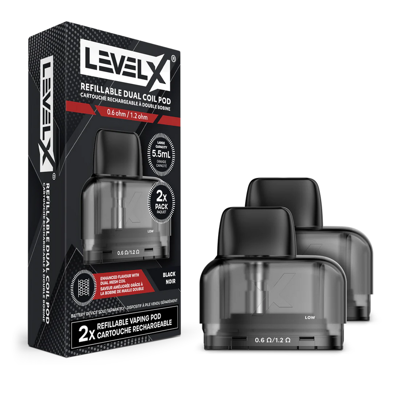 Level X Refillable Dual Coil Pod 5.5ml 0.6/1.2ohm - 2 Pack