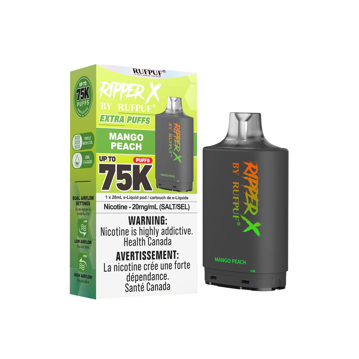 【rifurifu】UPS RIPPER X by RUFPUF 75K Pod - Mango Peach 20mg — Fat Panda Webstore