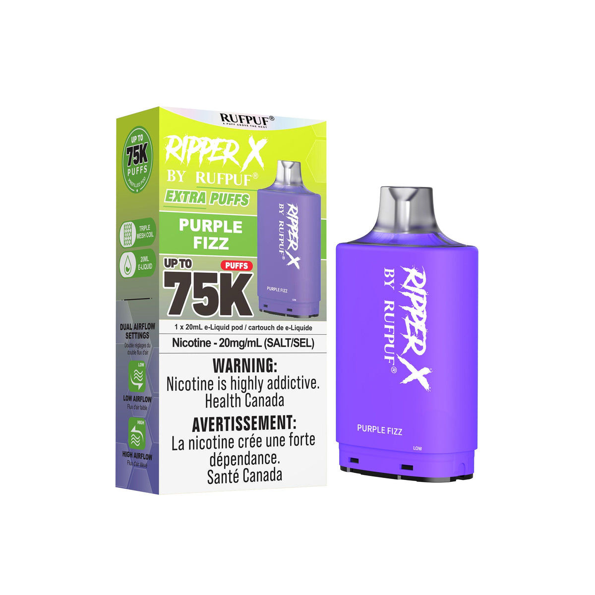 RIPPER X by RUFPUF 75K Pod - Purple Sparkle 20mg — Fat Panda Webstore