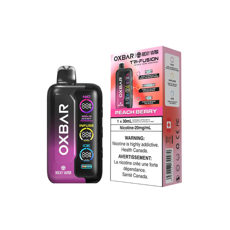 Rocky Vapor OXBAR Tri Fusion Disposable - Peach Berry 20mg