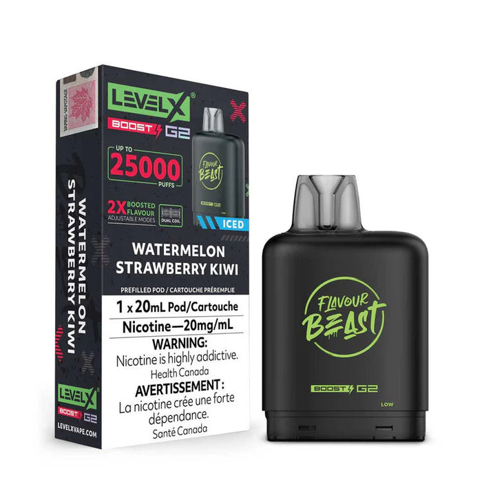 Level X Flavour Beast Boost G2 - Watermelon Strawberry Kiwi Iced 20mg