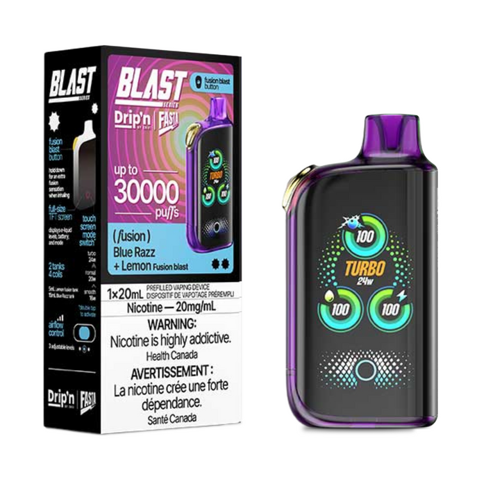 Drip'n by ENVI x Fasta BLAST 30K Disposable - Blue Razz & Lemon (Fusion) 20mg