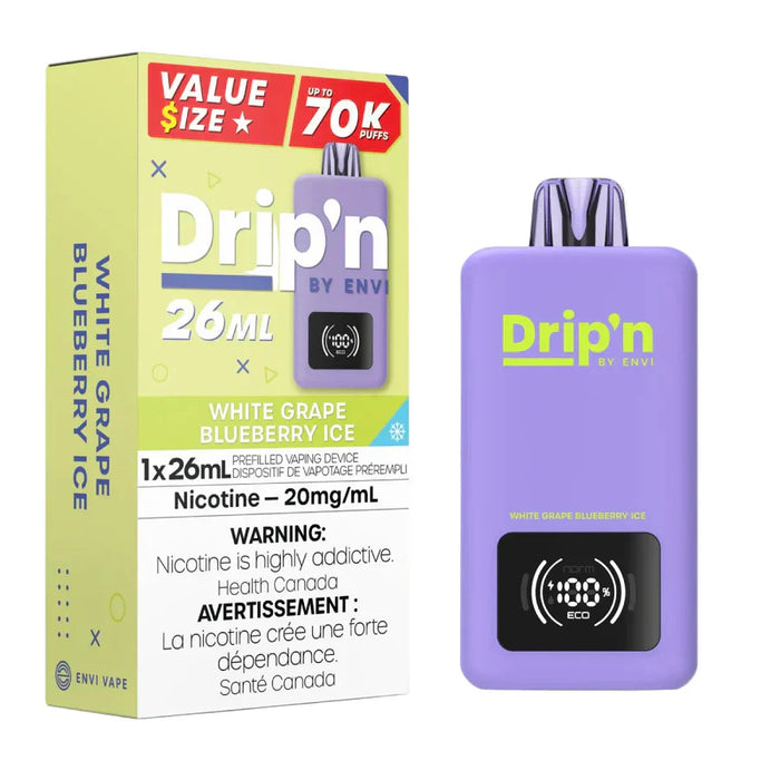 Drip'n by ENVI 70K Disposable - White Grape Blueberry Ice 20mg