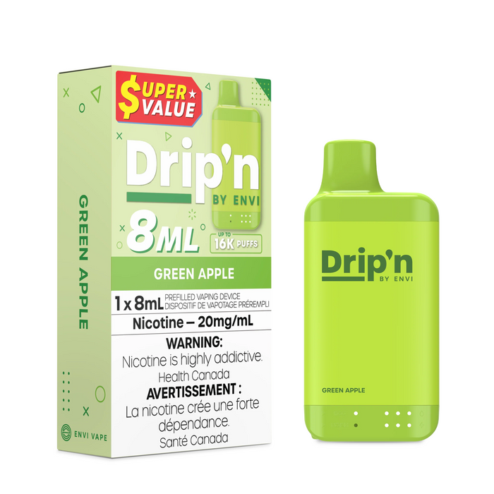 Drip'n by ENVI 16K Disposable - Green Apple 20mg