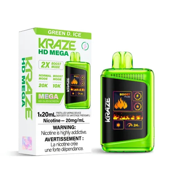 Kraze HD Mega Disposable - Green D. Ice 20mg