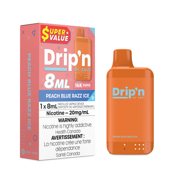 Drip'n by ENVI 16K Disposable - Peach Blue Razz Ice 20mg