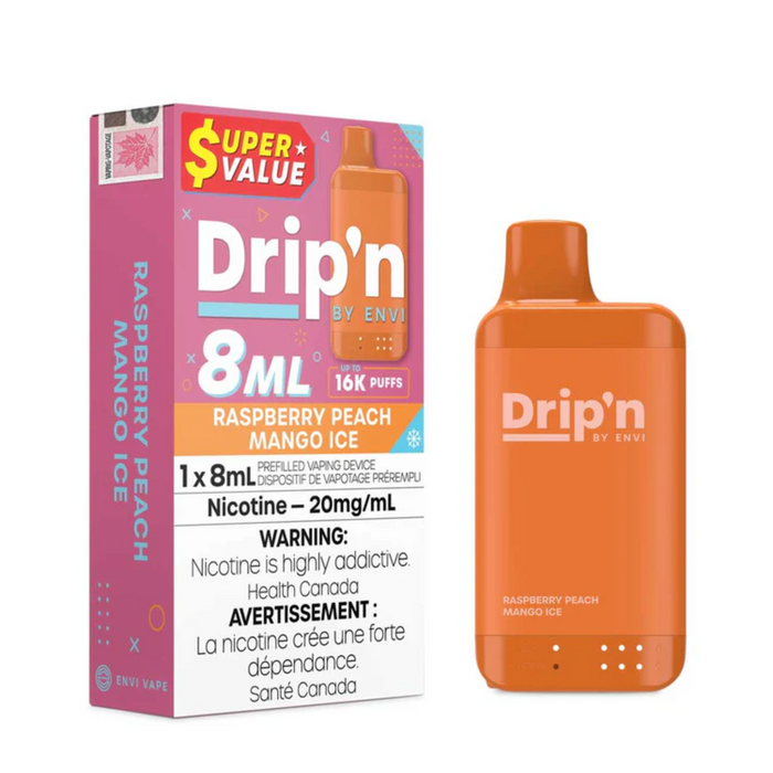 Drip'n by ENVI 16K Disposable - Raspberry Peach Mango Ice 20mg