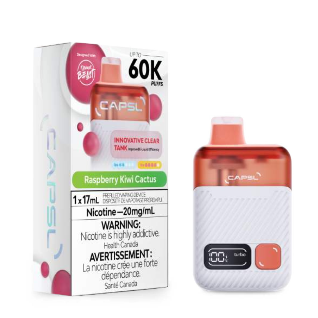 CAPSL 60K Disposable - Raspberry Kiwi Cactus Ice 20mg — Fat Panda Webstore