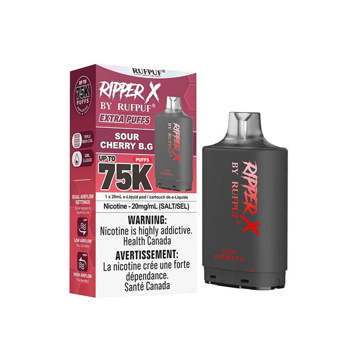 RIPPER X by RUFPUF 75K Pod - Sour Cherry B.G 20mg