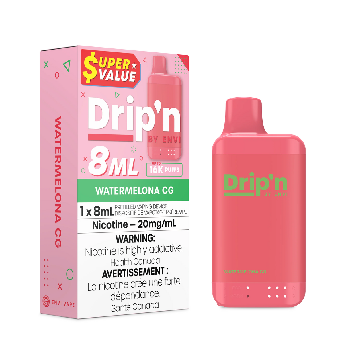 Drip'n by ENVI 16K Disposable - Watermelon CG 20mg Fat Panda Webstore Drip'n by ENVI 16K Disposable - Watermelon CG 20mg Fat Panda Webstore