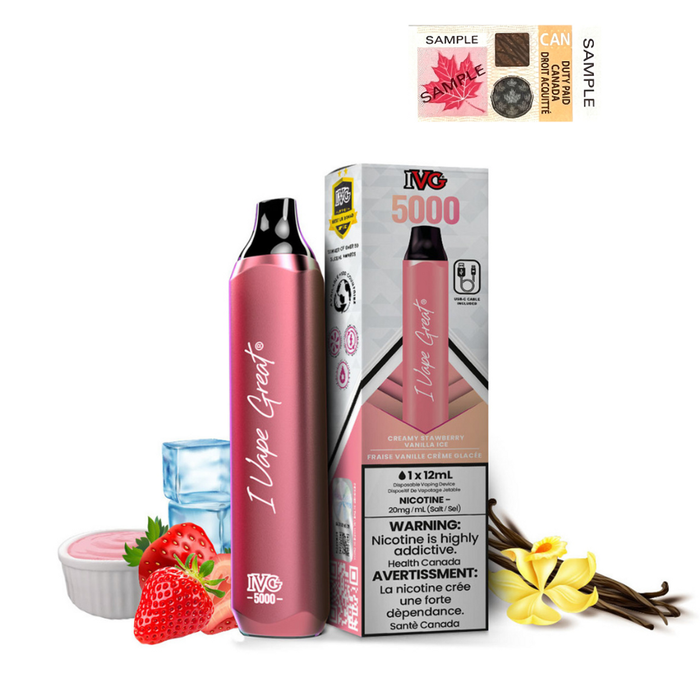 IVG Bar 5000 Disposable - Creamy Strawberry Vanilla Ice 20mg